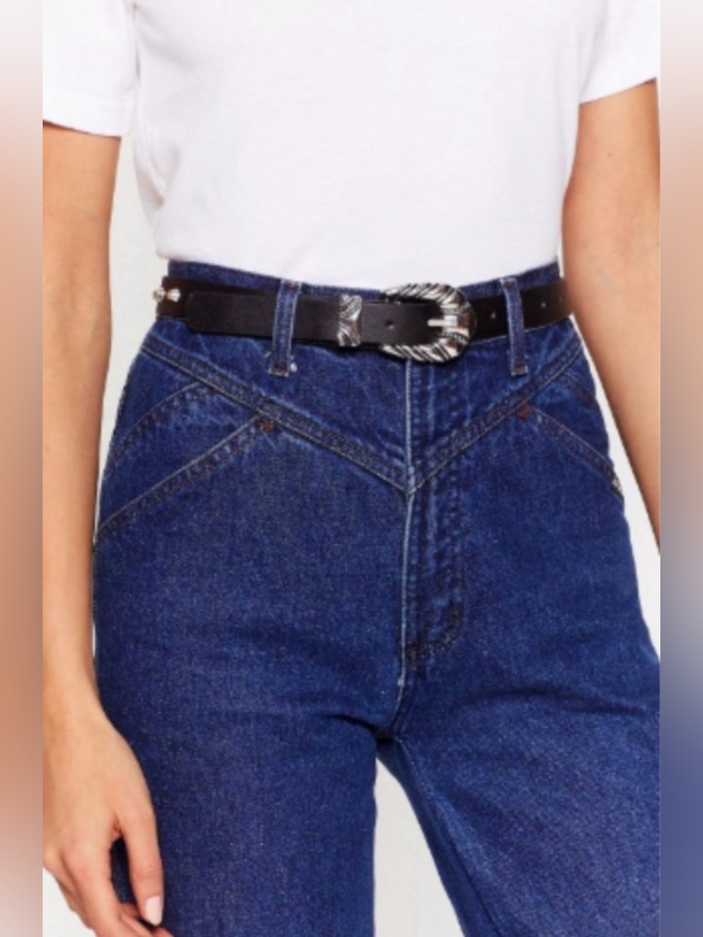 NWT Nasty Gal Faux Black Leather Buckle Belt